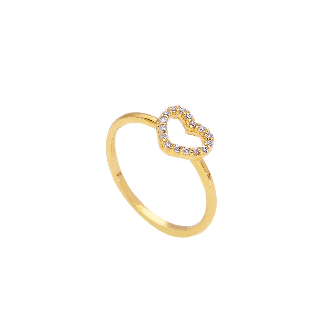 ring 18 karaat goud met hartje zirconia