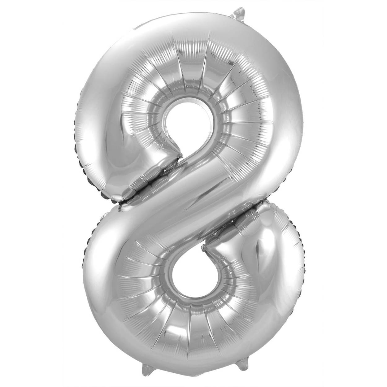 Zilveren Folieballon Cijfer 8 - 86 cm. Inhoud: 1 folieballon. Kleur: Zilverkleurig. Bijvoorbeeld te gebruiken tijdens de volgende feestgelegenheid/feestgelegenheden: Verjaardag, Jubileum en Kinderfeestje. Deze folieballon is 34 inch/86 cm. Het artikel is gemaakt van folie.

