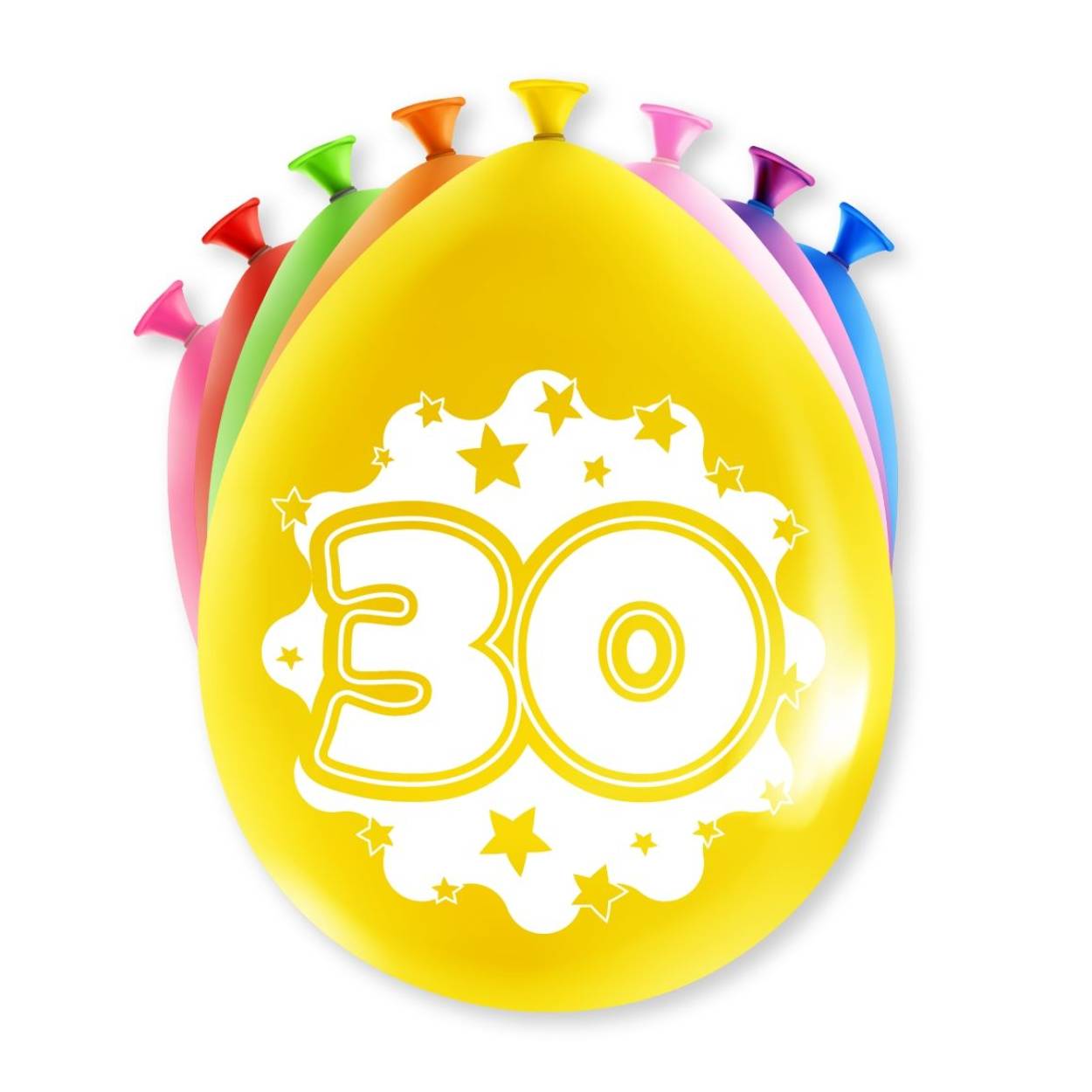 Een feestje kan niet zonder ballonnen en als u party ballonnen met 30 jaar koopt dan krijgt u deze in maar liefst 8 verschillende kleuren! De ballonnen zijn gemaakt van latex en zijn ongeveer 30 bij 30 centimeter groot.