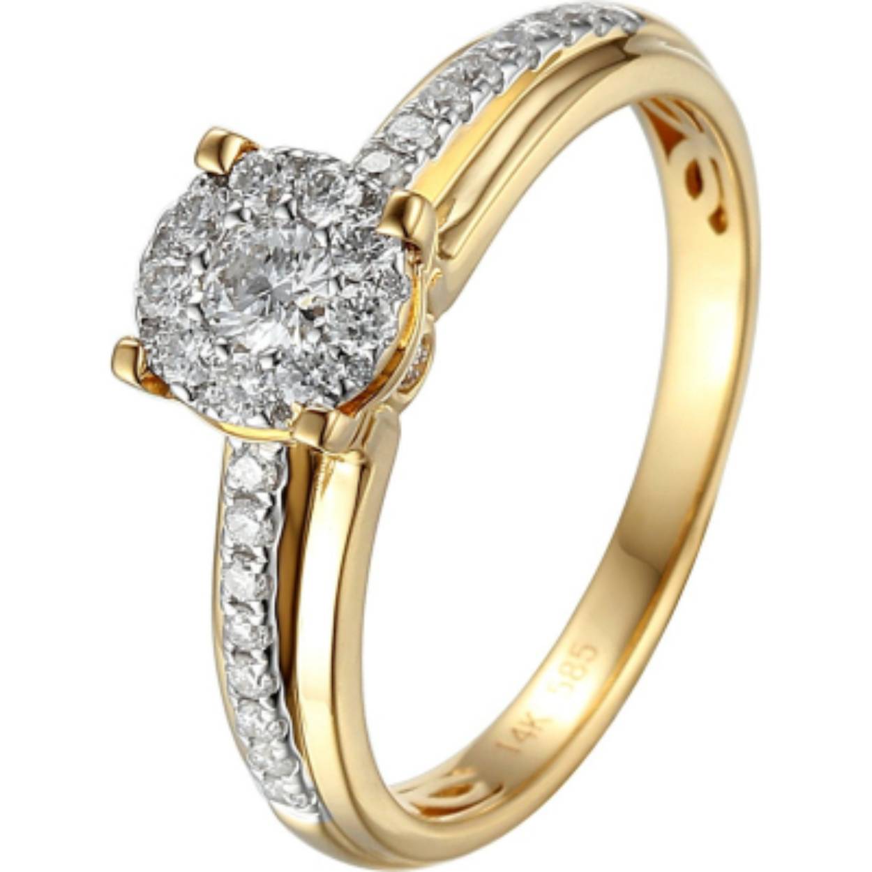 Cluster Solitaire Ring 1-0.09/36-0.26 Crt H SI