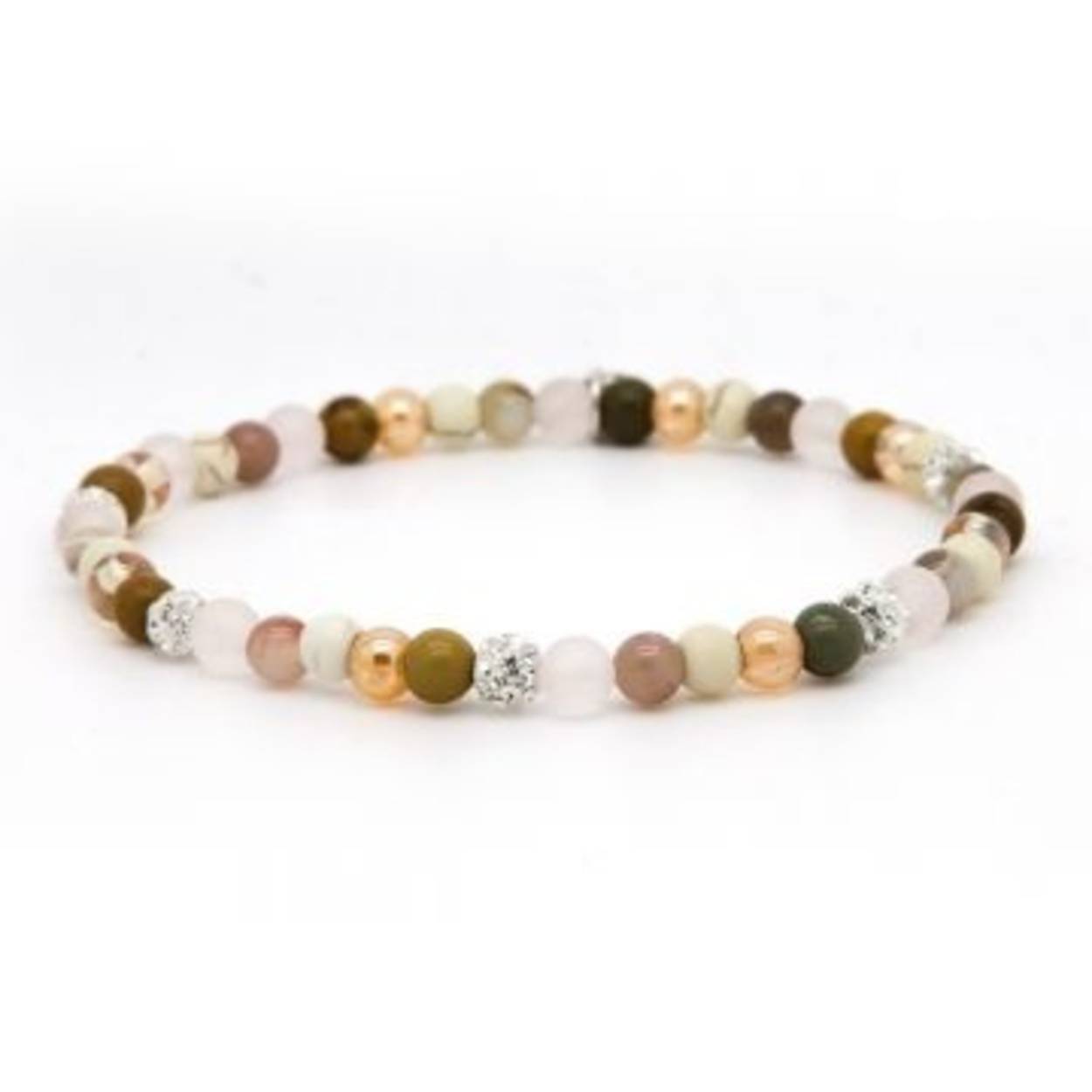 Karma armband Spiral Polished Bronze xxs elastisch (white crystal)