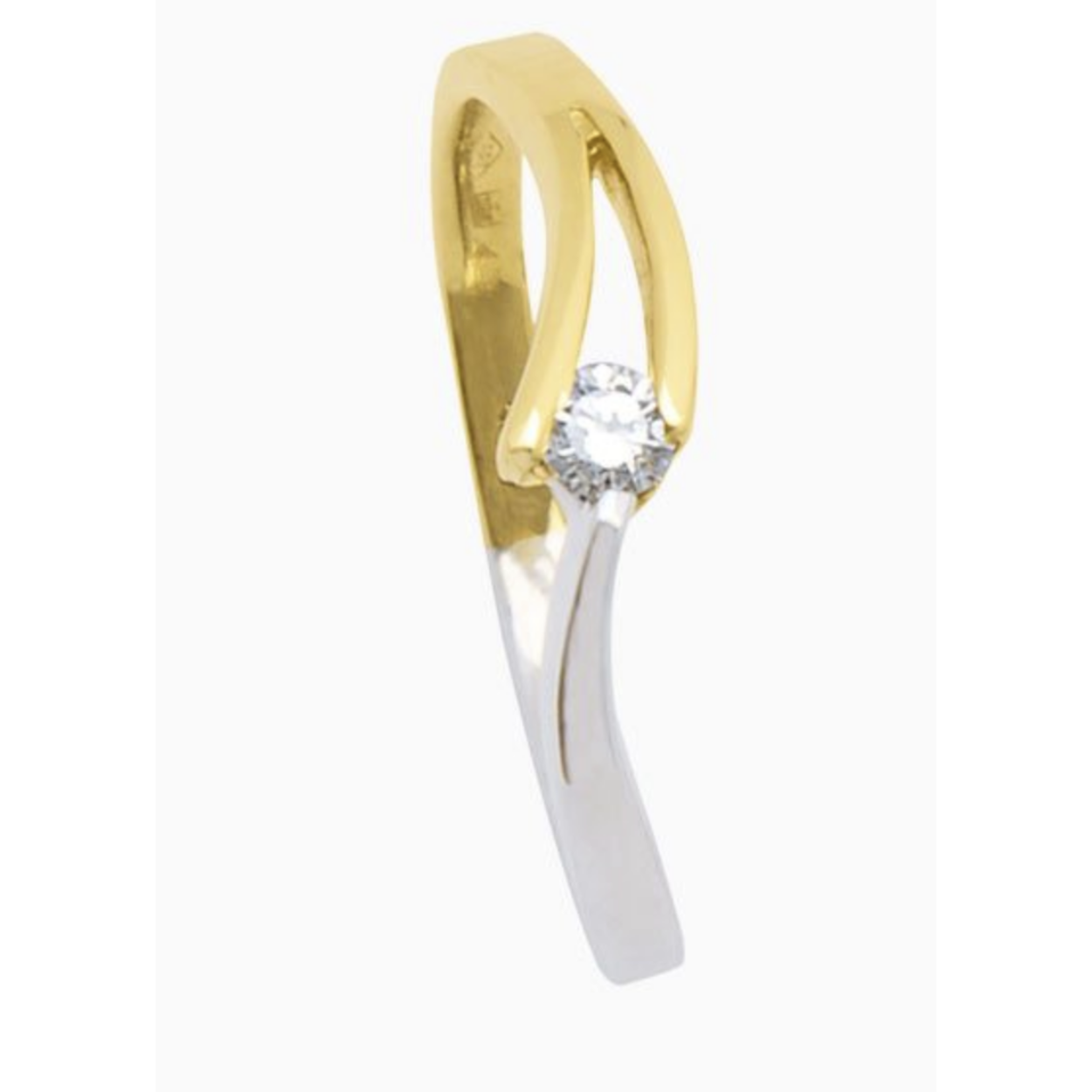 VSR4. bicolor gouden damesring met een briljant 0.04crt.