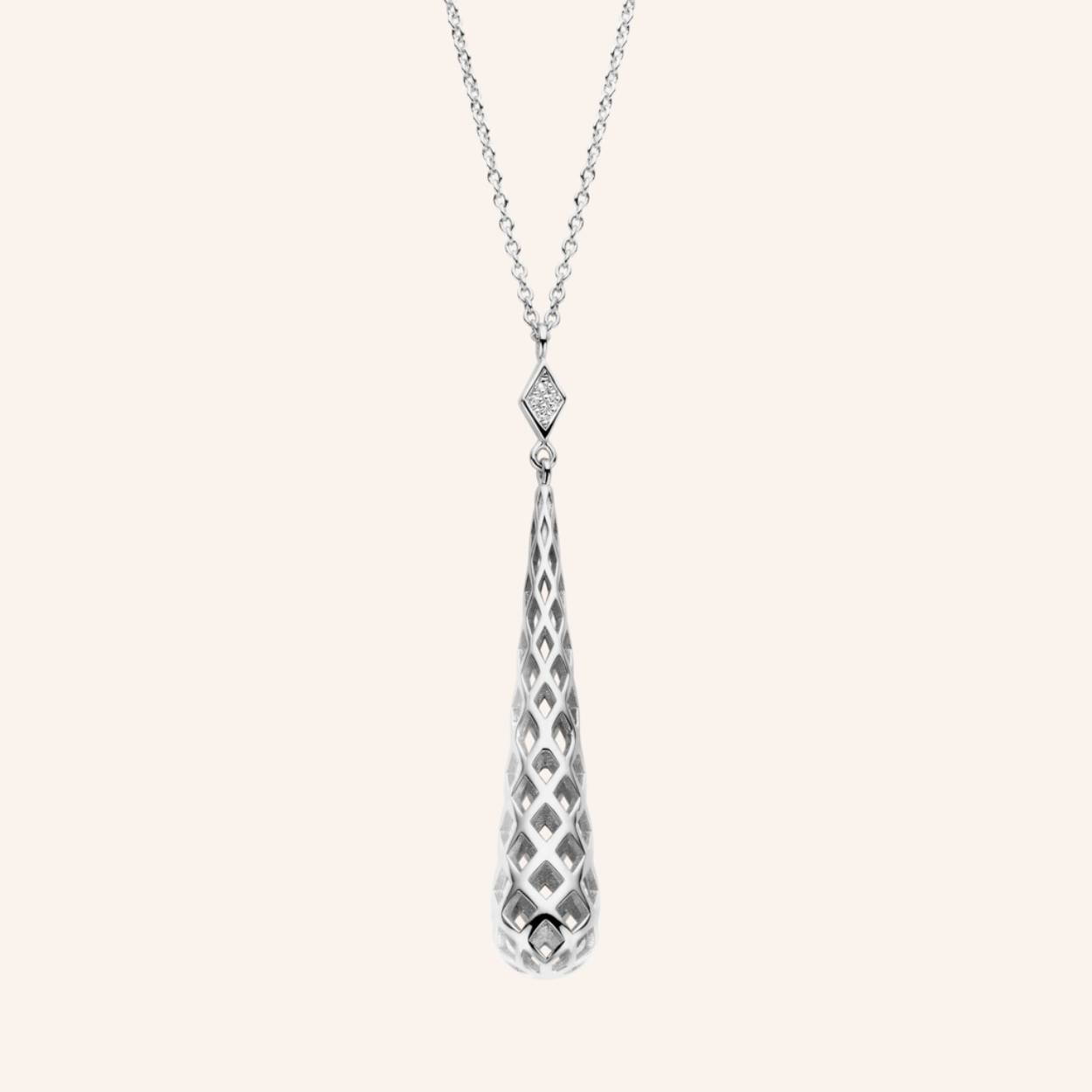Ref: M2415 | Ketting | 925 sterling zilver | 40.00 x 8.80 x 3.80mm | Witte diamant: 4 st