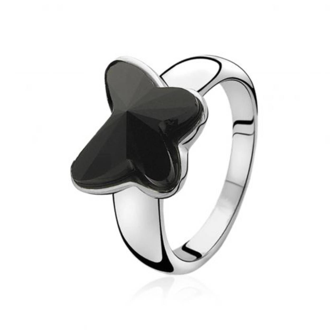 ZINZI zilveren ring zwart