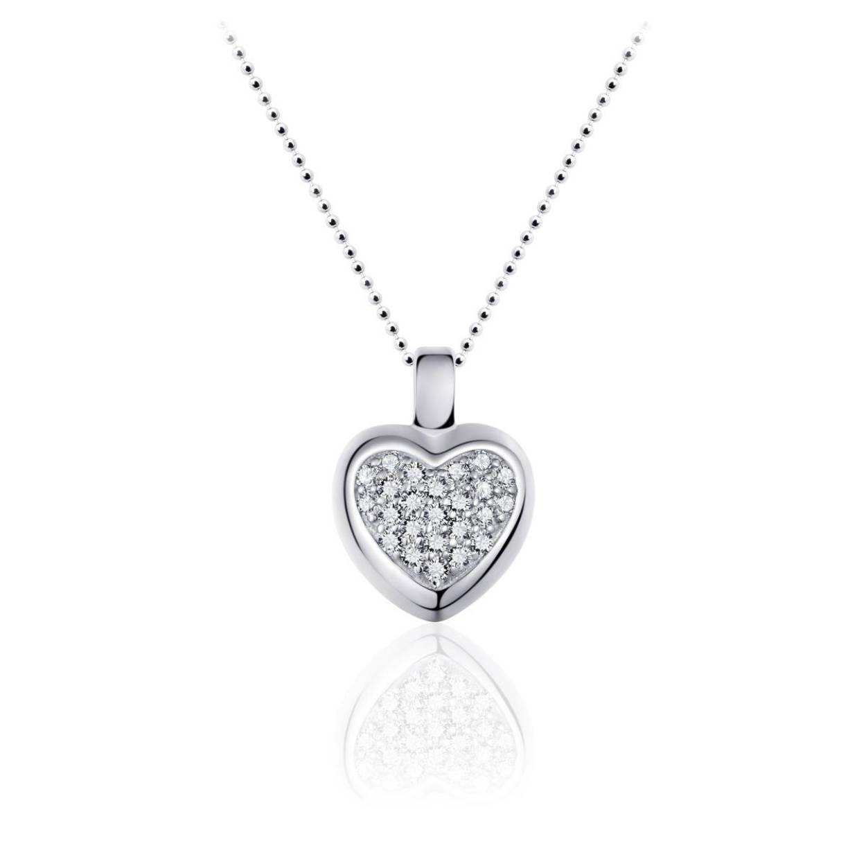 Zilveren hanger hart met pavé gezette zirkonia's (excl. collier)