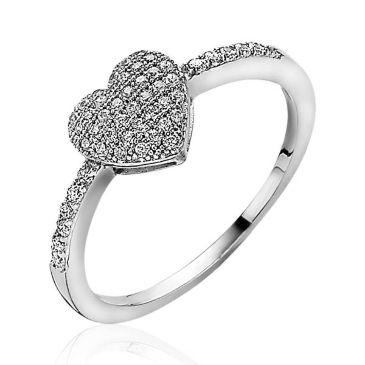 
Zinzi zilveren ring hart pavé zirkonia mt.52 ZIR1114