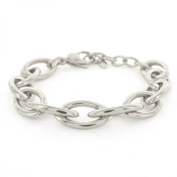 Mooie stalenarmband met grove ovale schakels