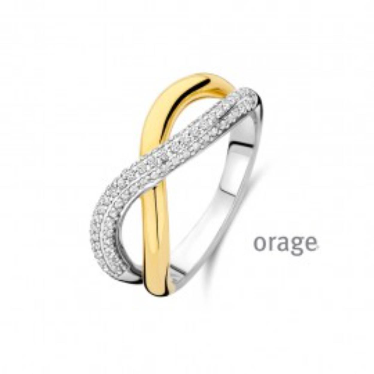 Orage ring bicolor met zirkonia steentjes