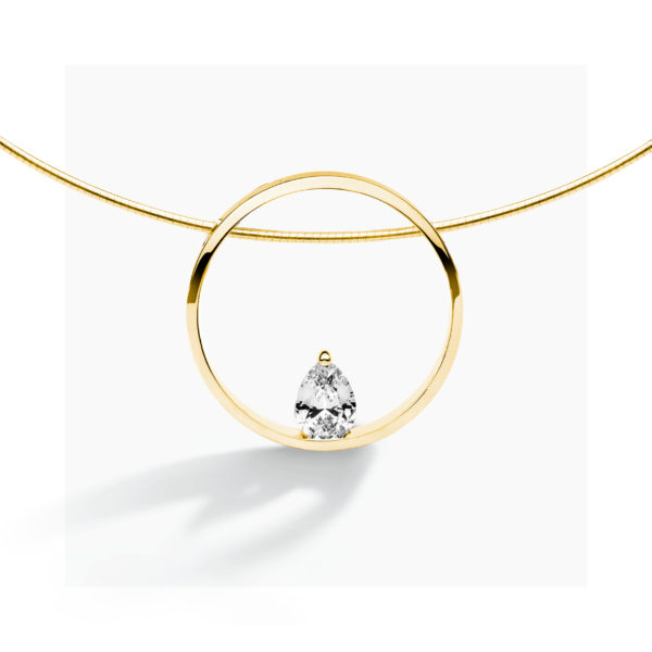 18kt verguld collier 45cm met hanger uit de serie van FJF Jewellery met een Swarovski kristal.