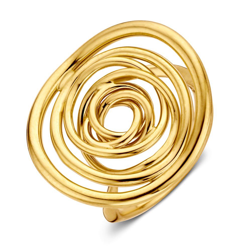 Geelgouden ring met speels ontwerp.