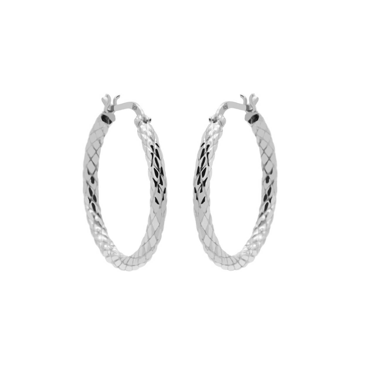 zilveren oorringen, Croco 25MM Silver