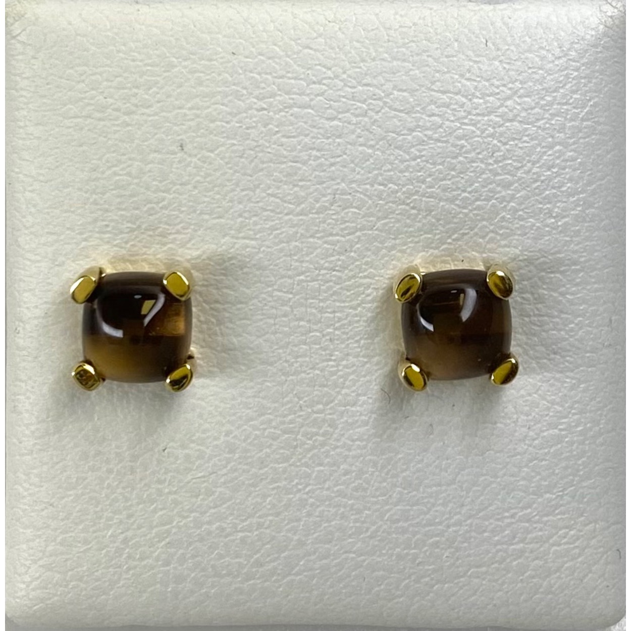 Bruin steen goud oorknoppen cabochon