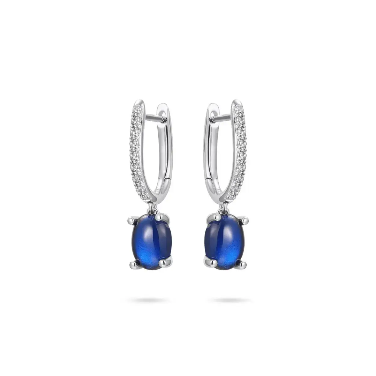Zilveren Oorringen met Blauwe Bedel KC1044B