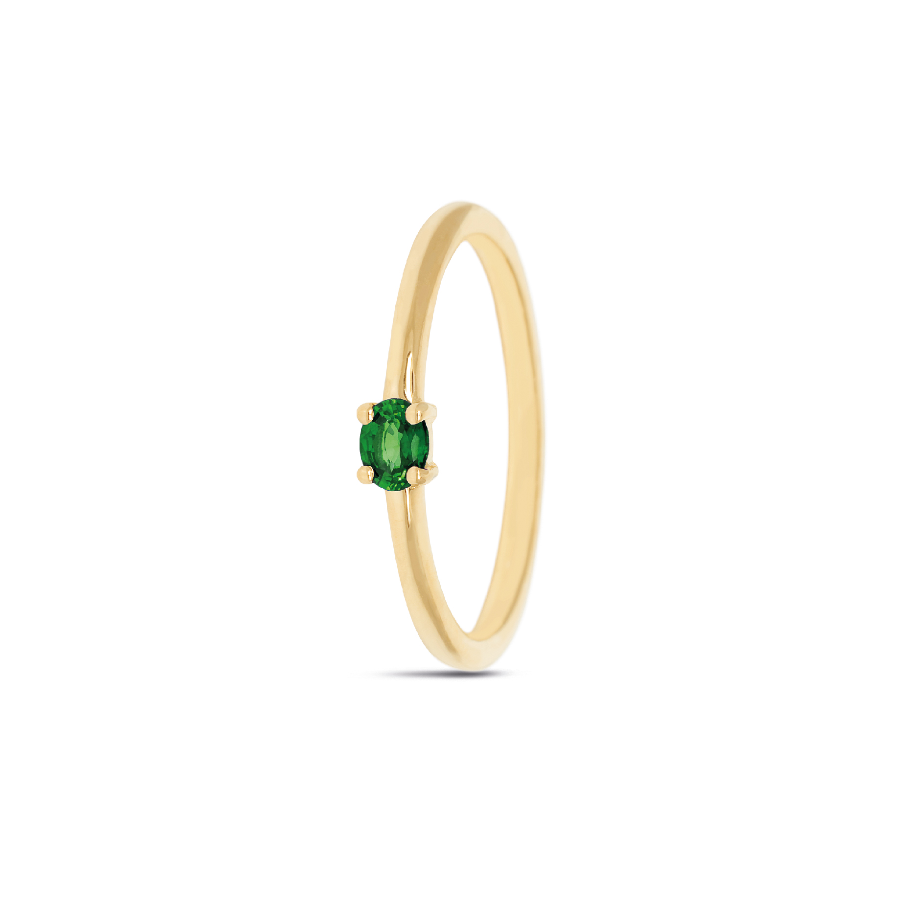 Miss Spring 14krt geelgouden ring met smaragd