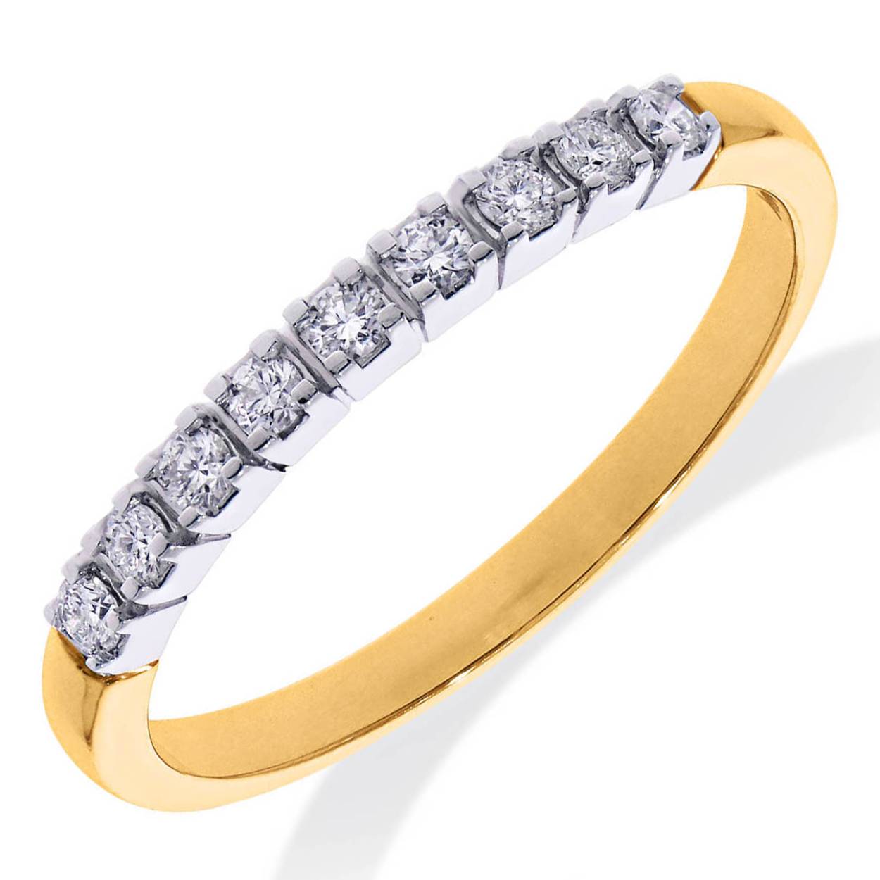 14krt Goud  Memoire Ring Diamant 9-0.18 Crt H SI