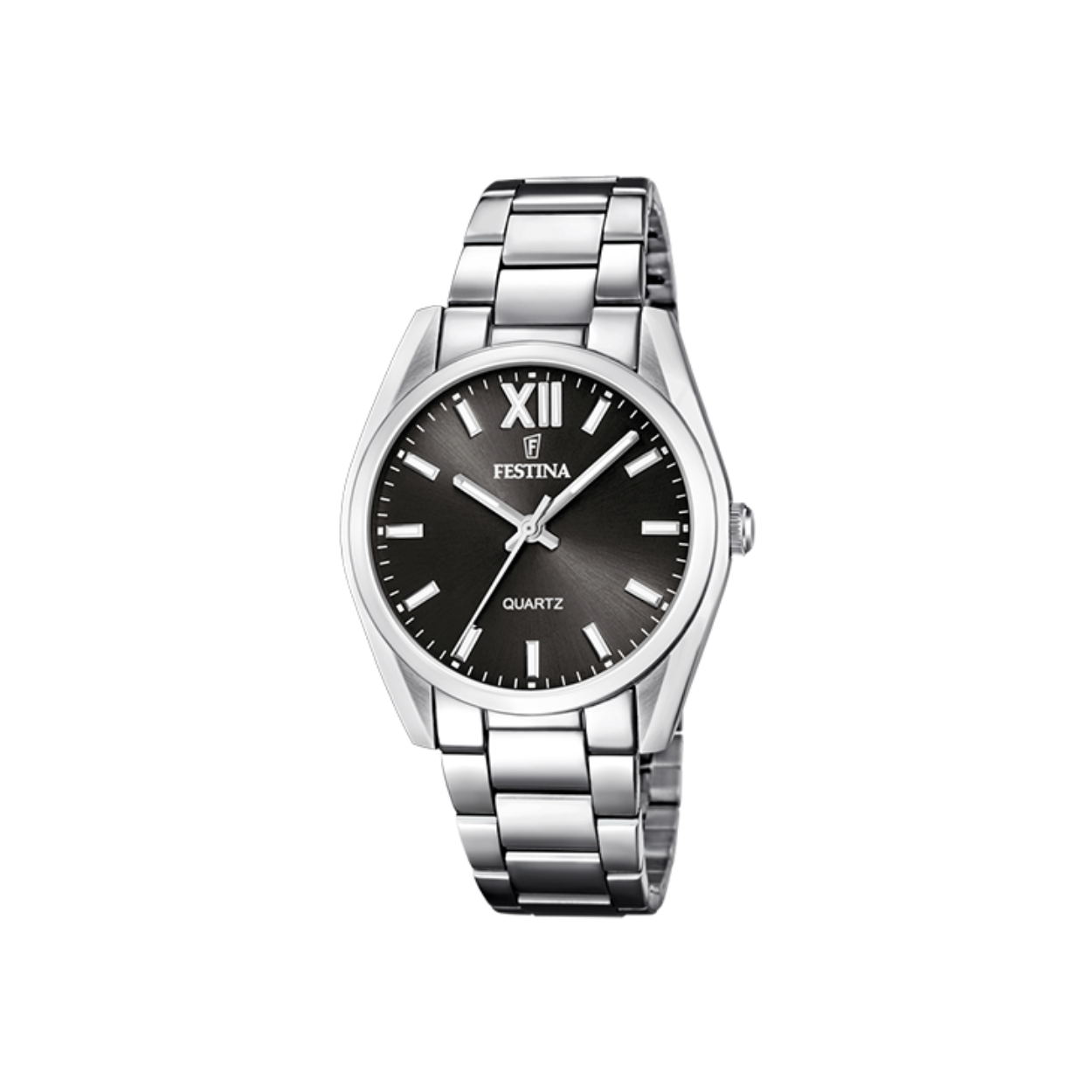 Damesuurwerk van Festina uit de 'Alegria' collectie
Zilverkleurige kast en band in edelstaal
Zwarte wijzerplaat 
Waterdichtheid: 5 ATM

