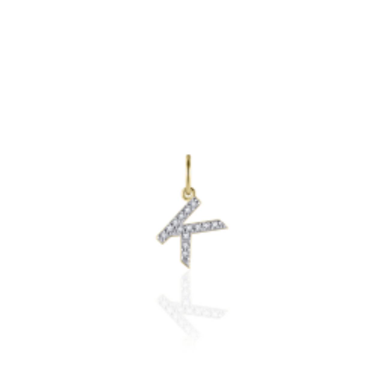 letter K | zilver goldplated | zirkonia's