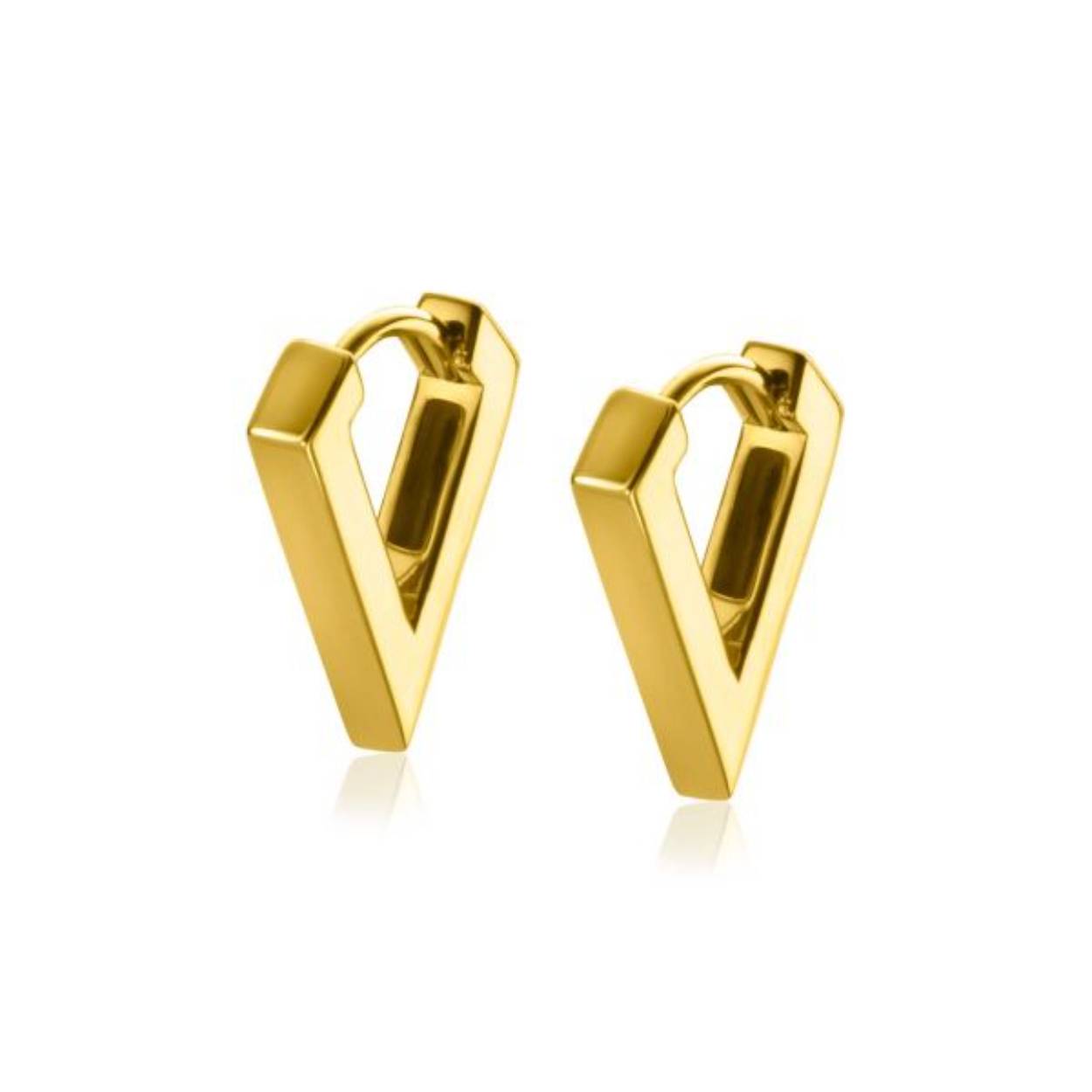 ZINZI gold plated zilveren luxe oorringen driehoeksvorm 16x3mm