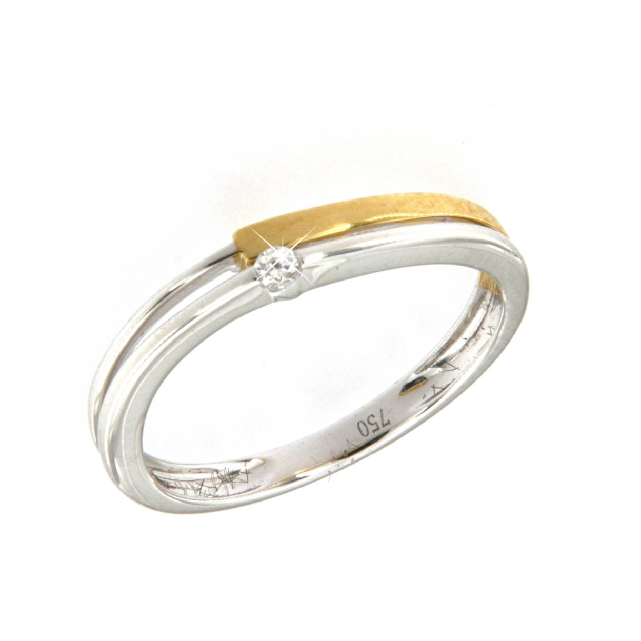 18kt gouden ring met briljant 0.03ct
ring is gemaakt in wit en geel goud