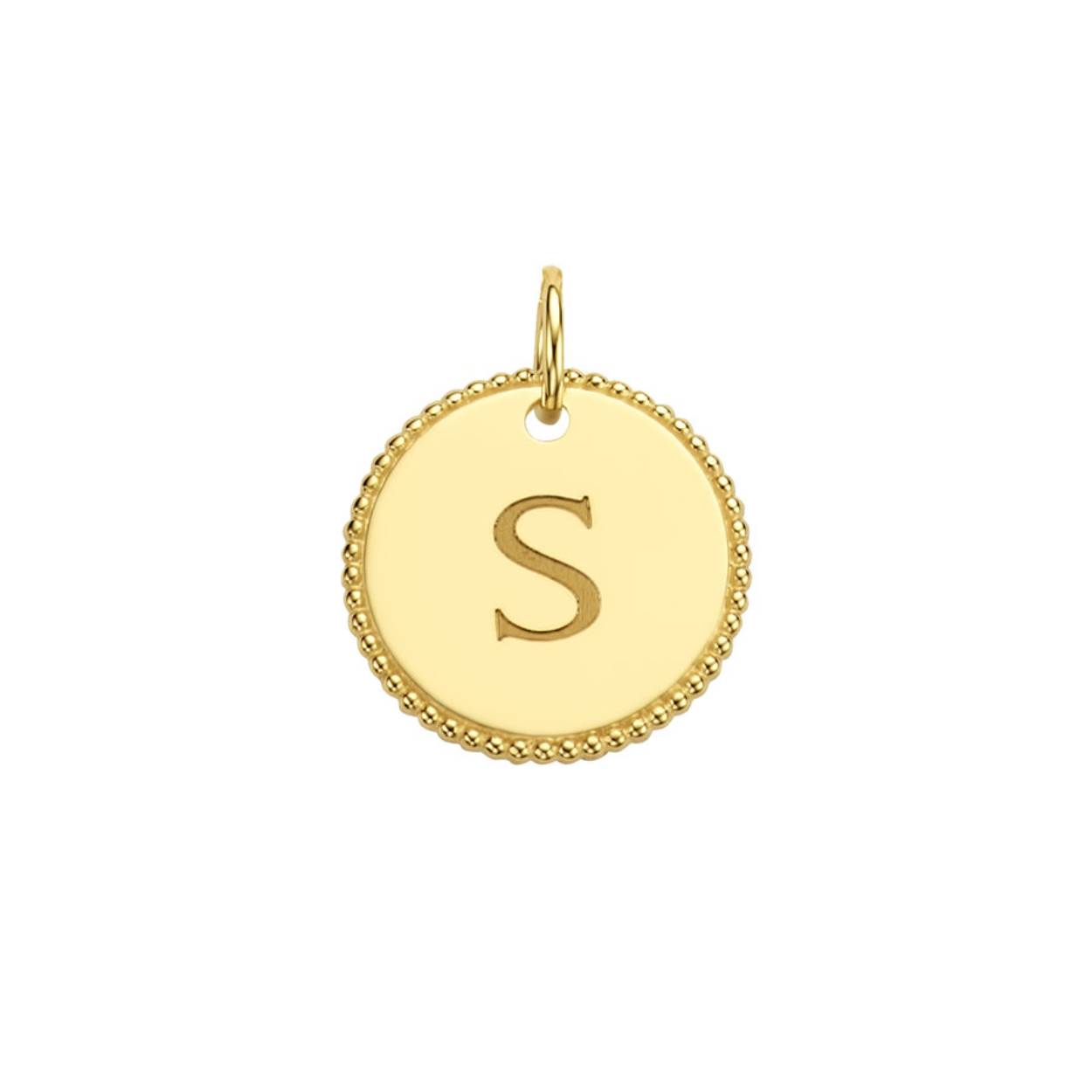 Just Franky gouden coin smal met letter 