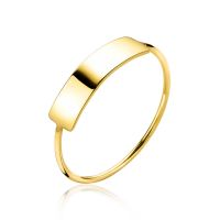 ZINZI Gold 14 karaat gouden ring met glad rechthoekig plaatje in het midden. Vervaardigd van geheel 14 karaat goud (585).