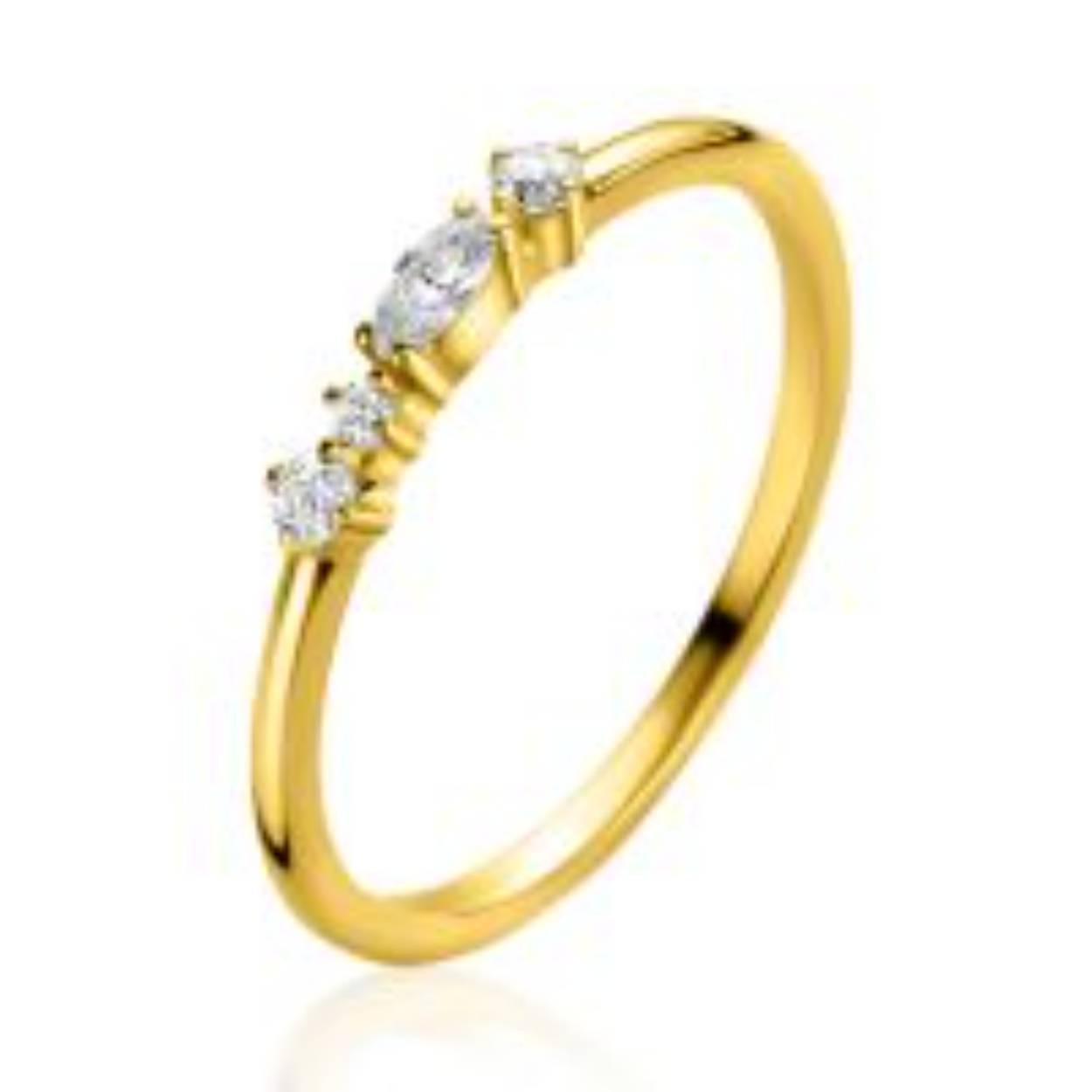 ZINZI Gold 14 krt gouden fantasie ring bezet met vierkante en peervormige witte zirconia's (2,5mm breed) ZGR464