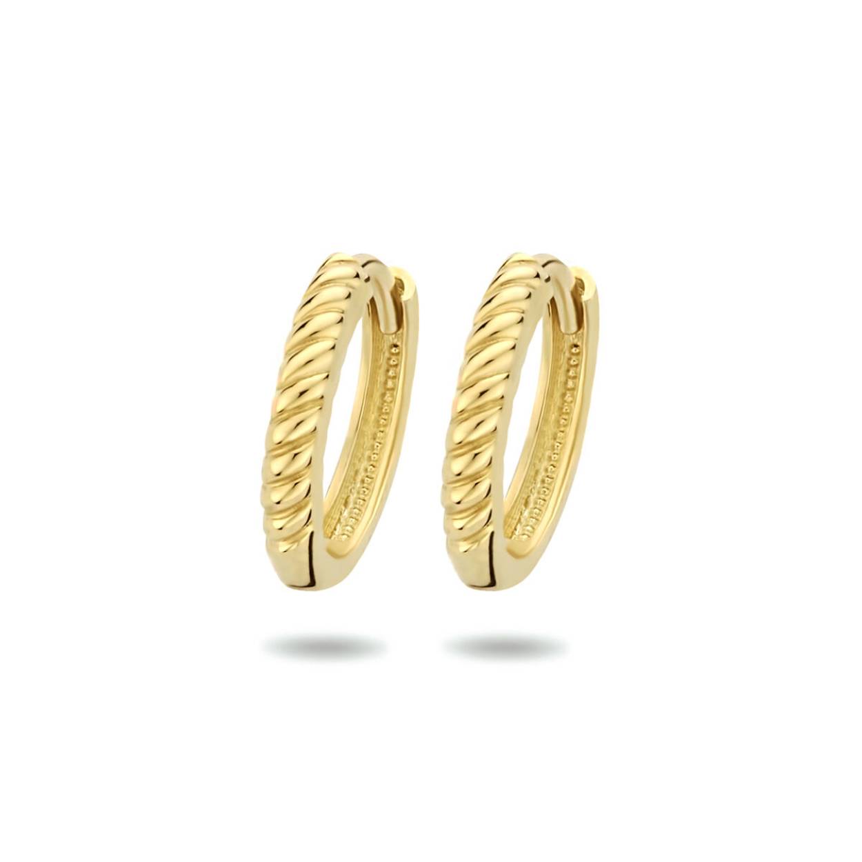14k Geelgouden klapoorringen. De klapoorringen hebben een diameter van 13mm en een dikte van 2.5mm.