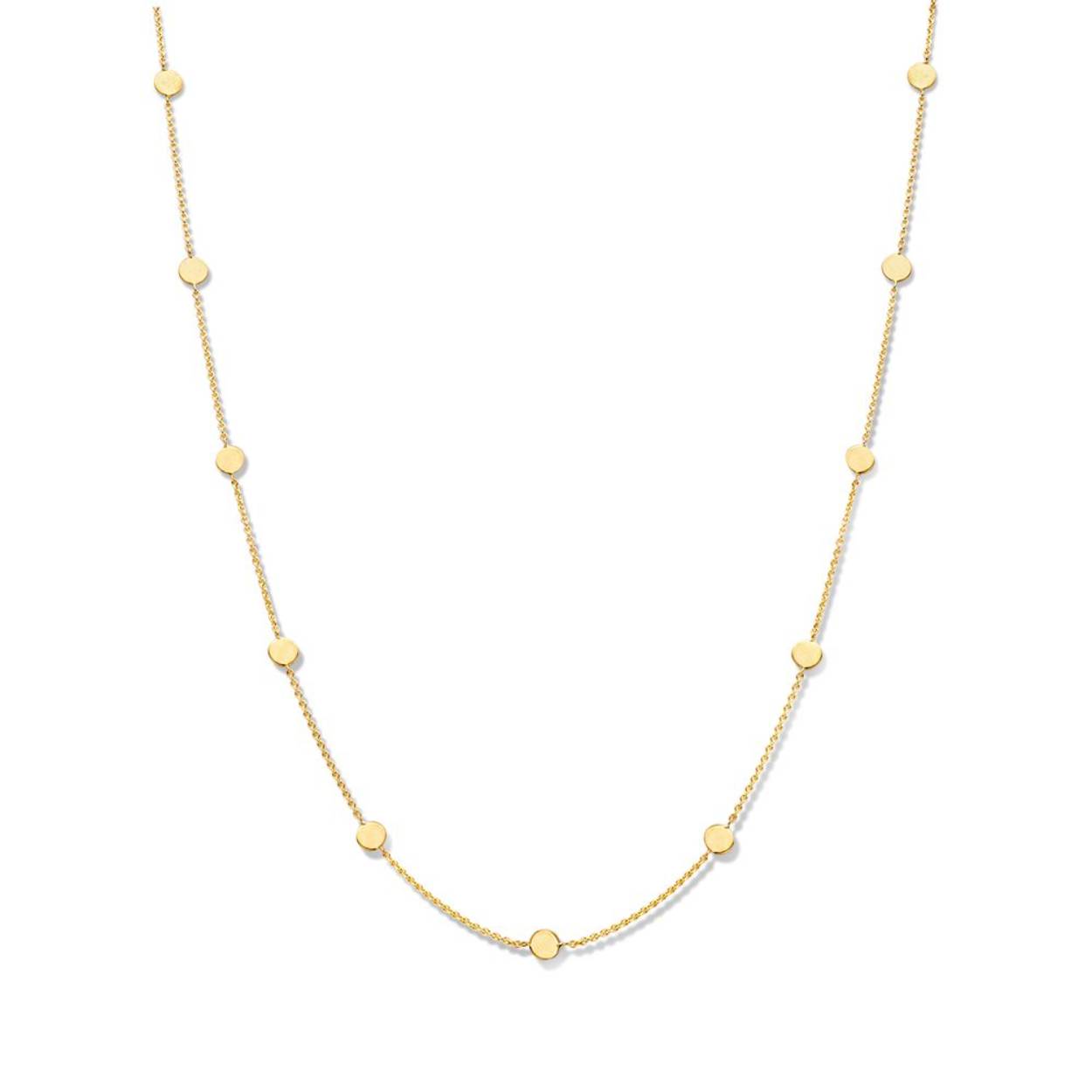 Geelgouden anker collier met gouden qoins rondom gezet.