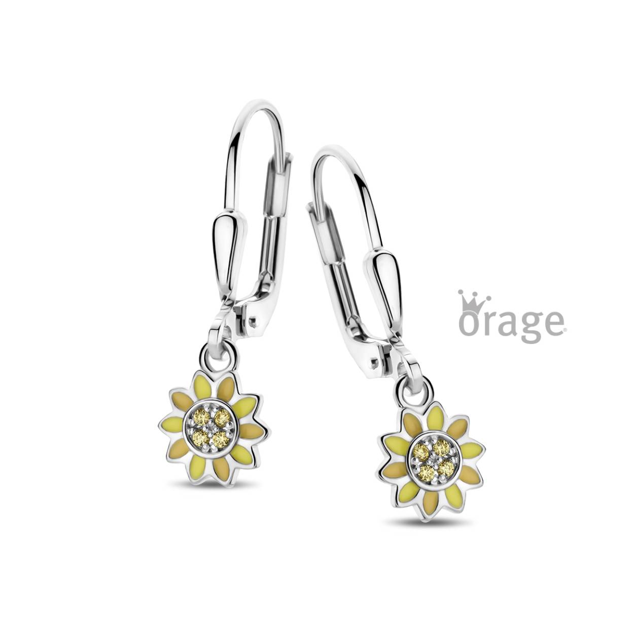 Orage Kids oorhangers bloem zilver