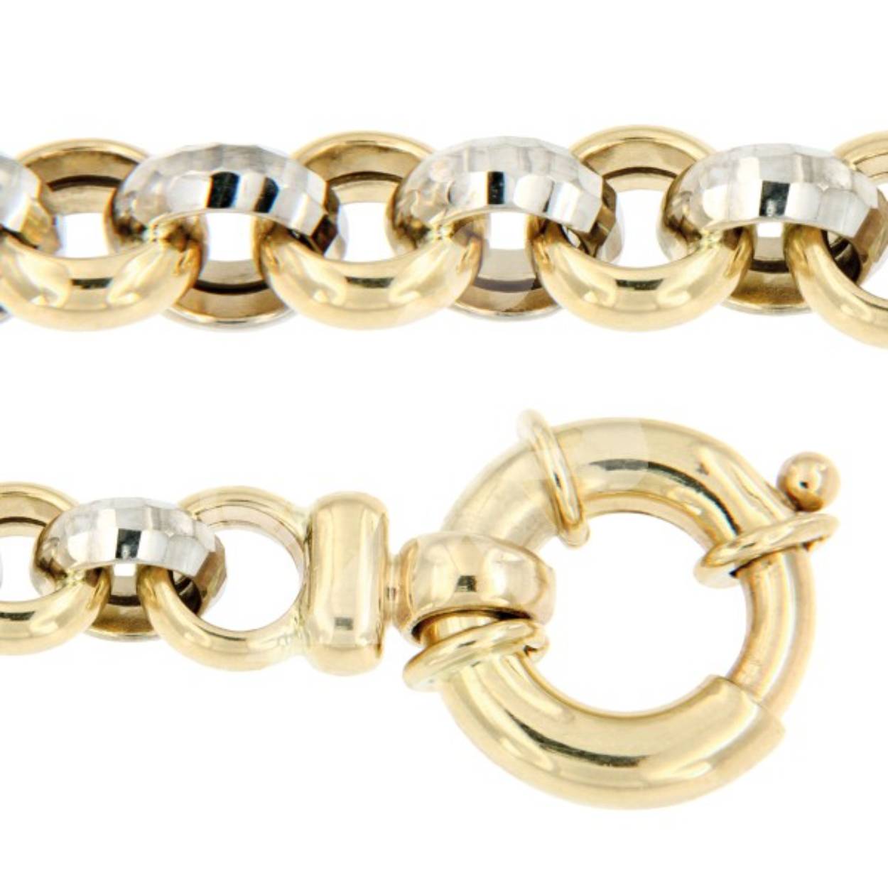 Gouden collier fantasie bicolour jasseron 45cm facet 210251E11