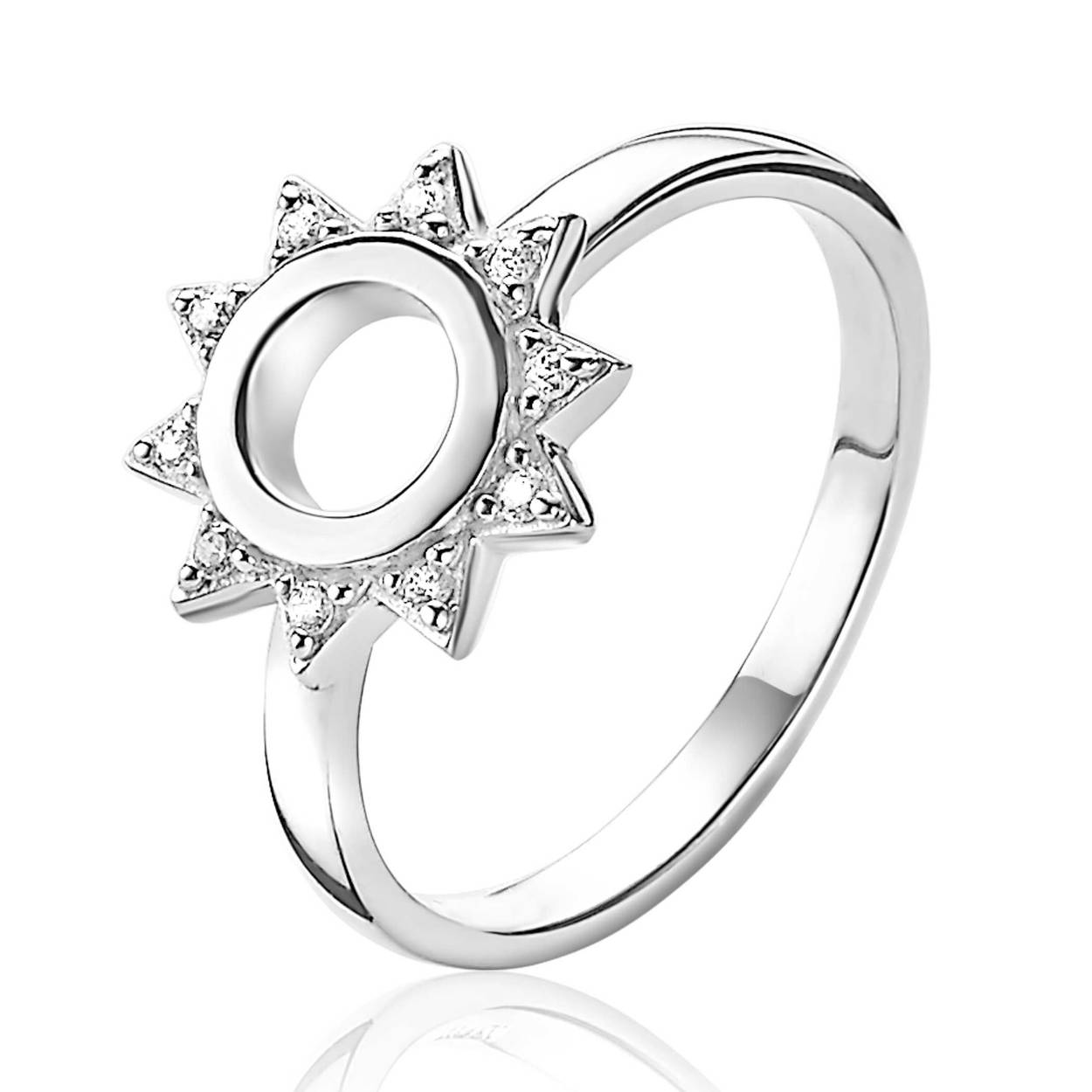 zilveren Zinzi ring, zon+zirconias mt54
