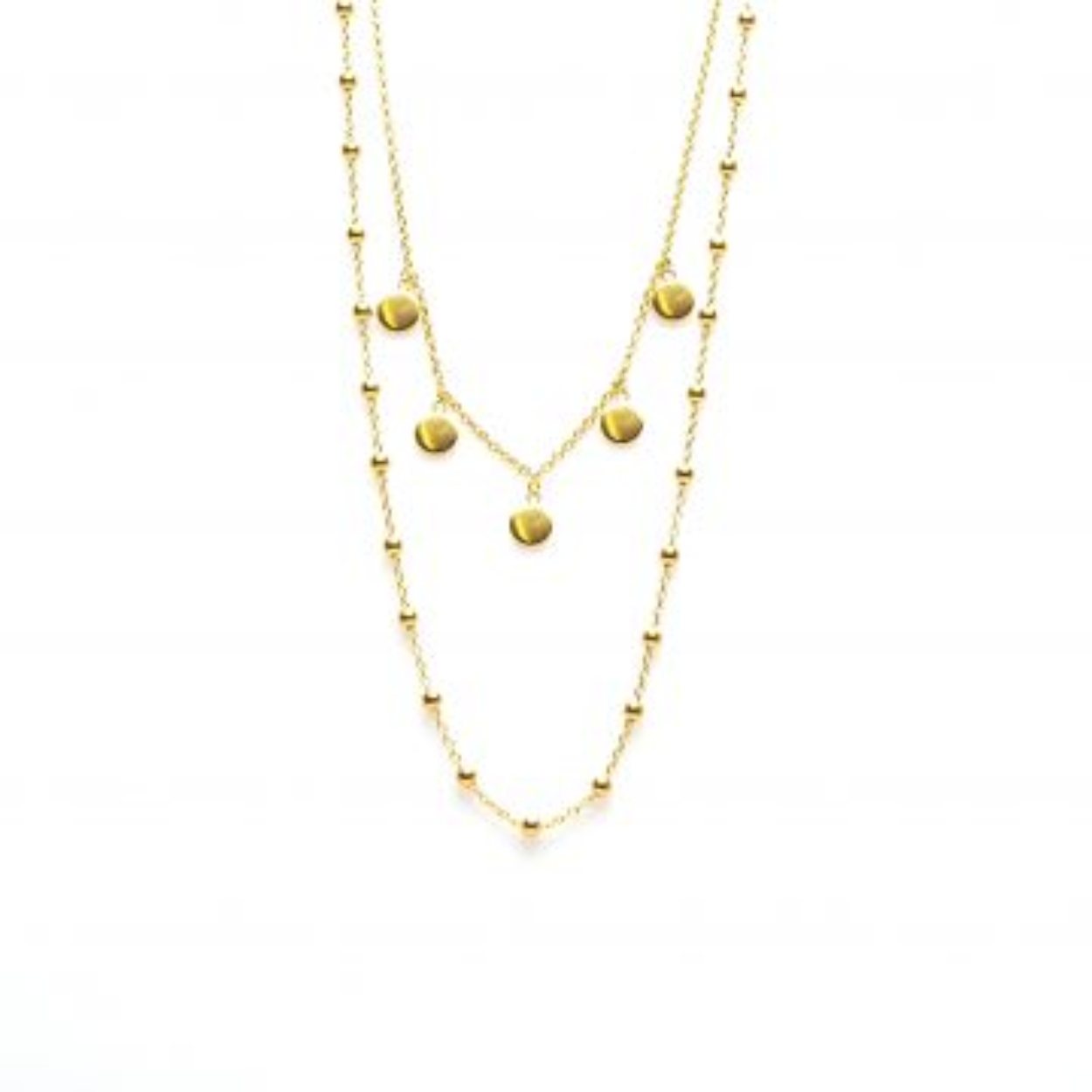Karma Double Necklace Dots 5 Discus Goldplated