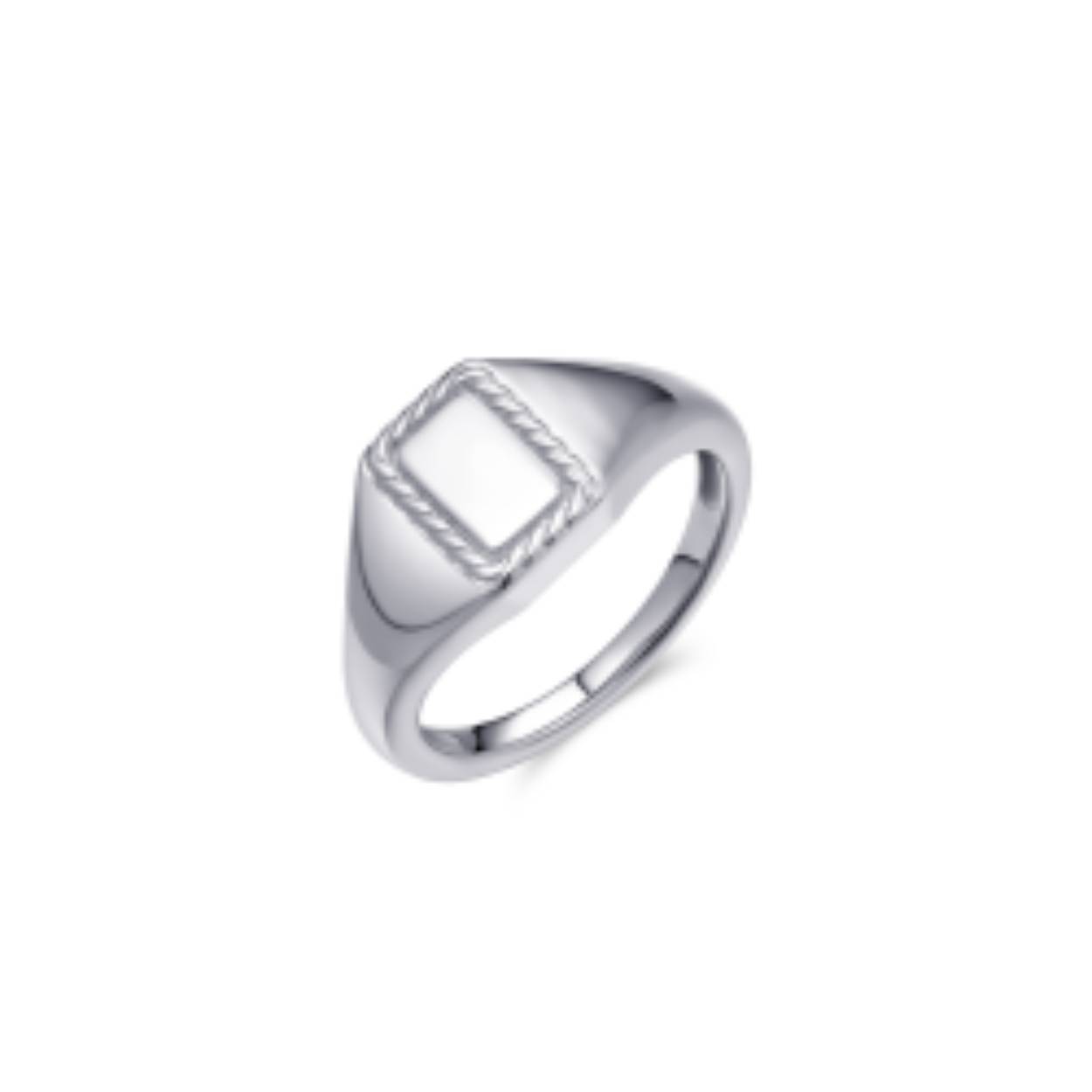 Rechthoekige zegel ring met gedraaide details | zegel 11 mm