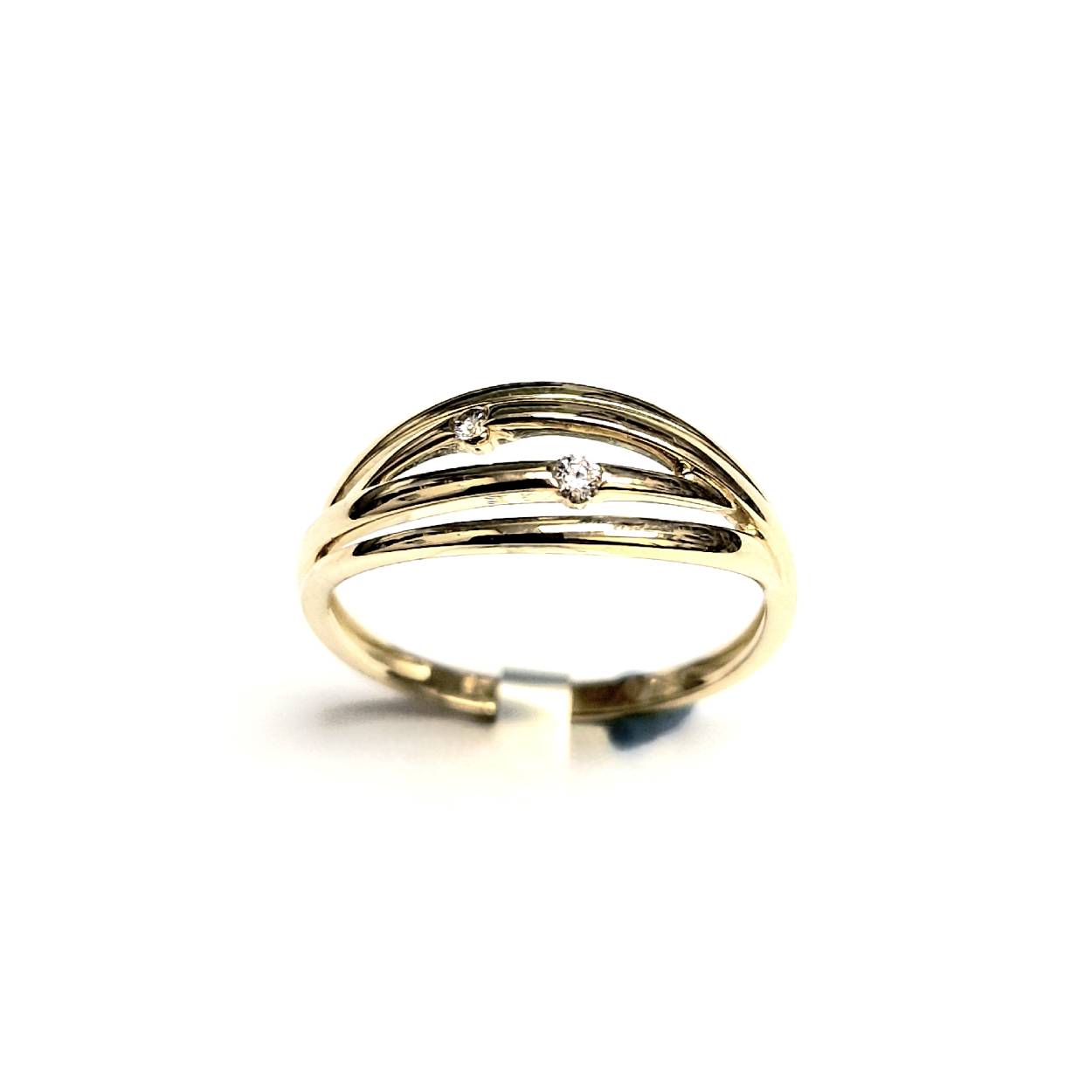 Ring geelgoud open 2 x briljant tot 0,05 ct maat 56