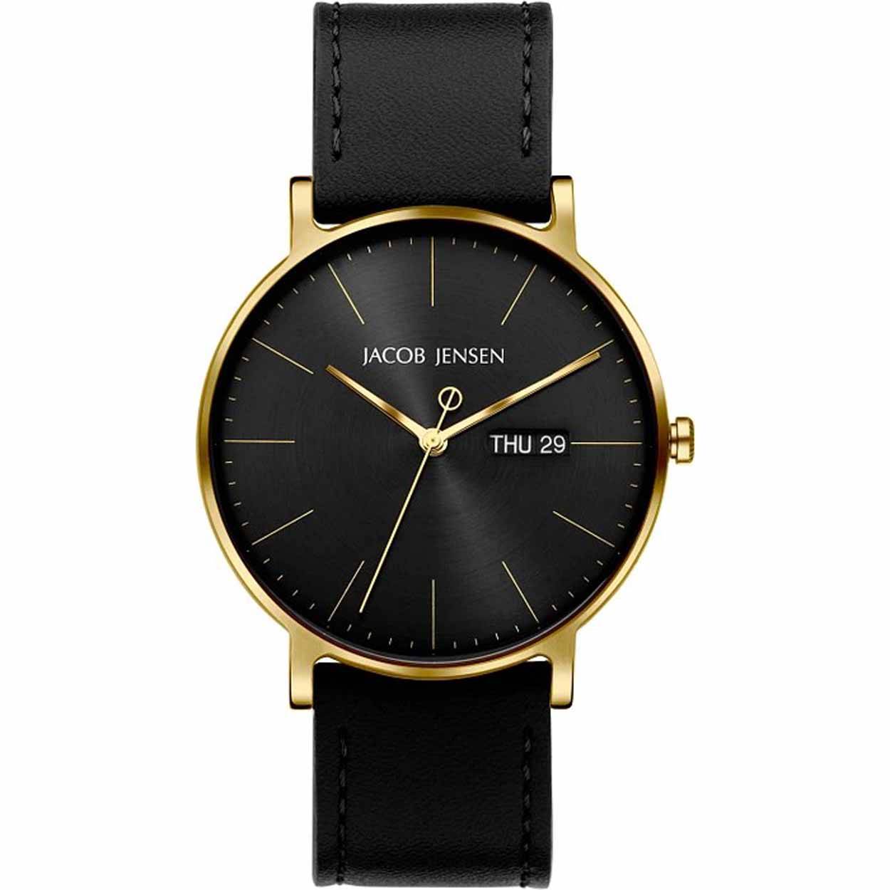 Jacob Jensen horloge, Timeless Nordic tit. double+zwart leer