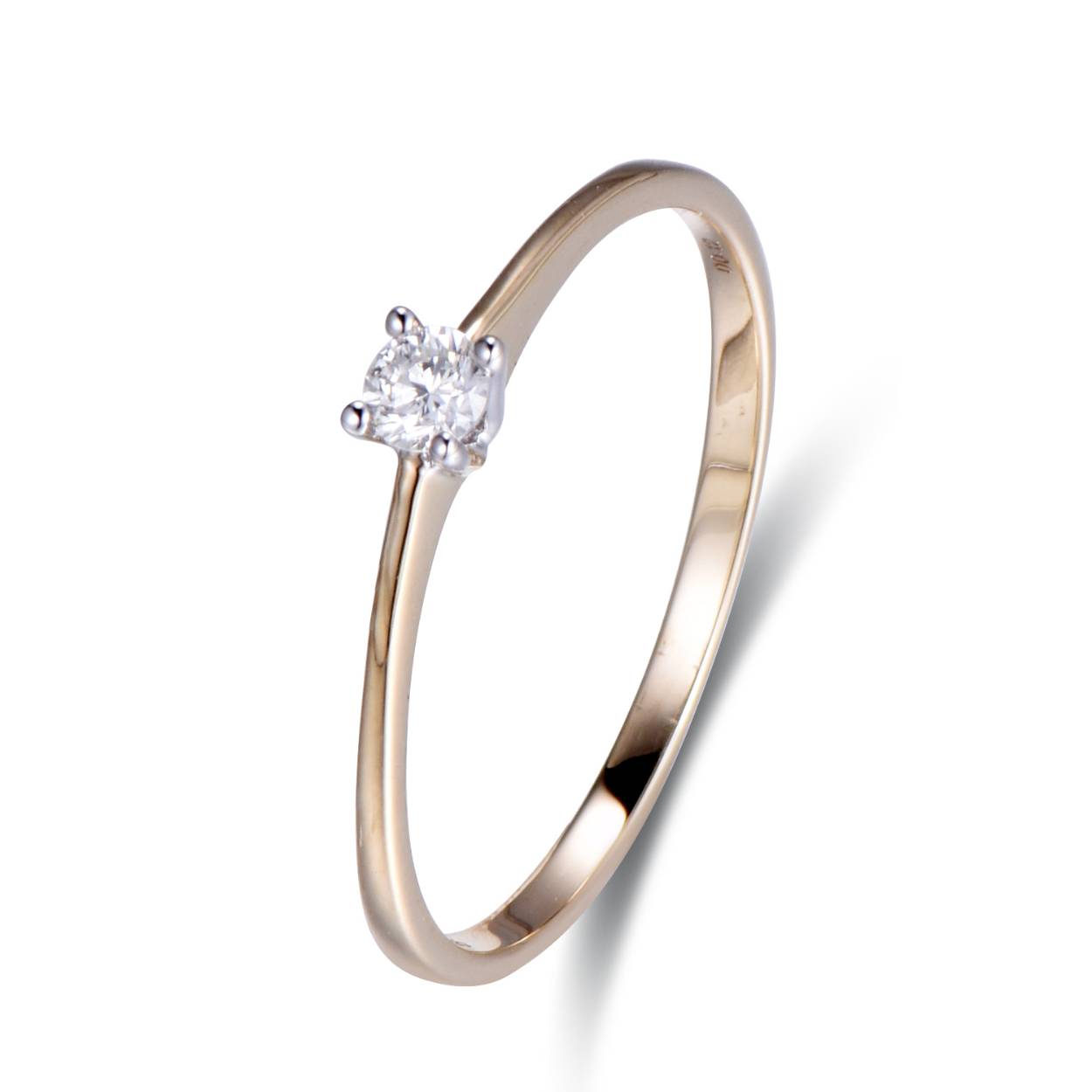 14k geelgouden solitaire ring diamant