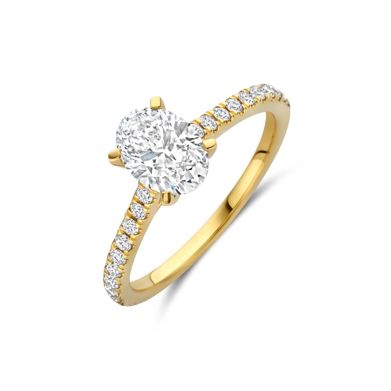 Ring geel goud 18kt met labdiamanten.