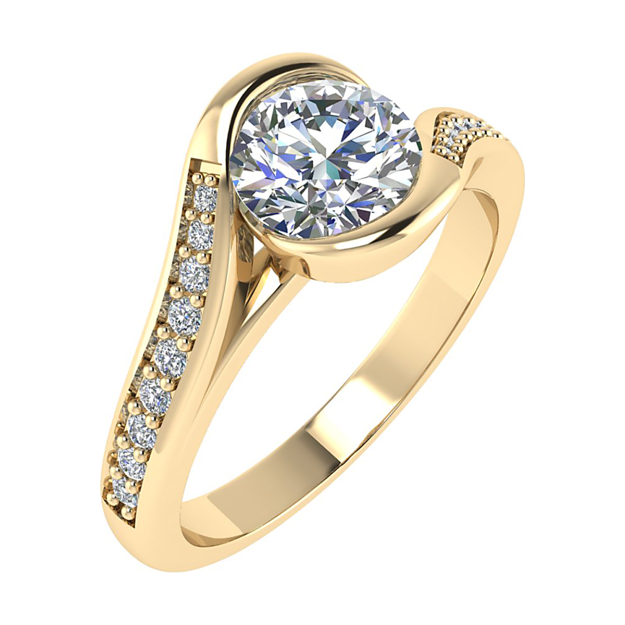 18k geelgouden diamanten ring 0.31 caraat