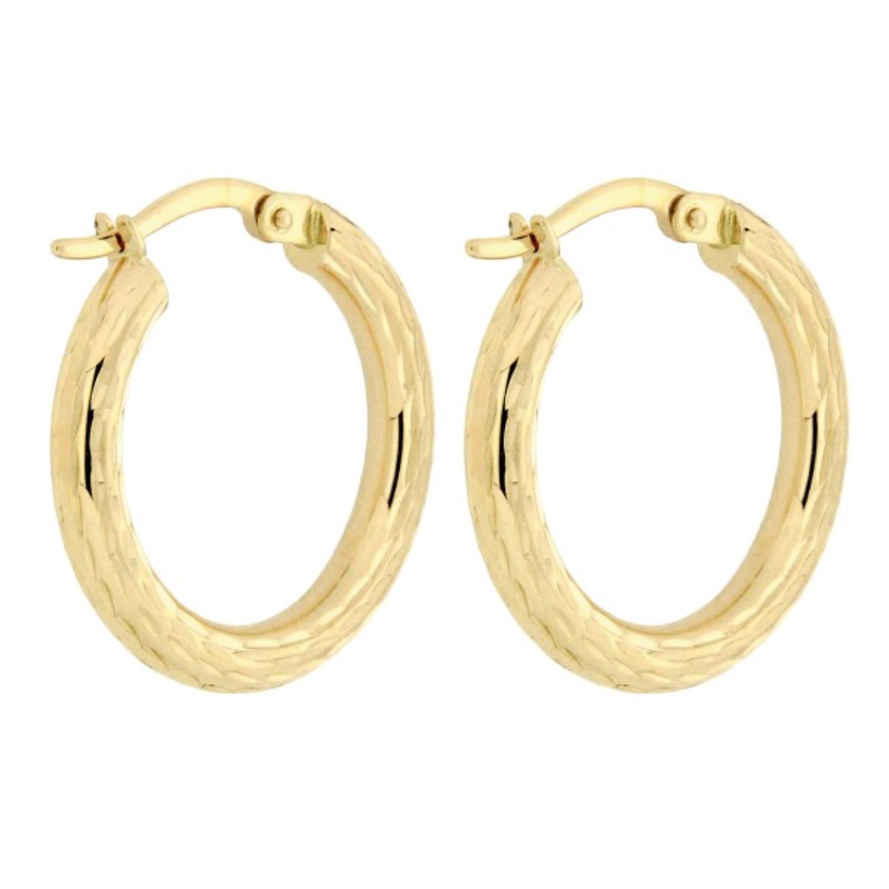 Gouden oorcreolen facet 16mm- 3mm breed