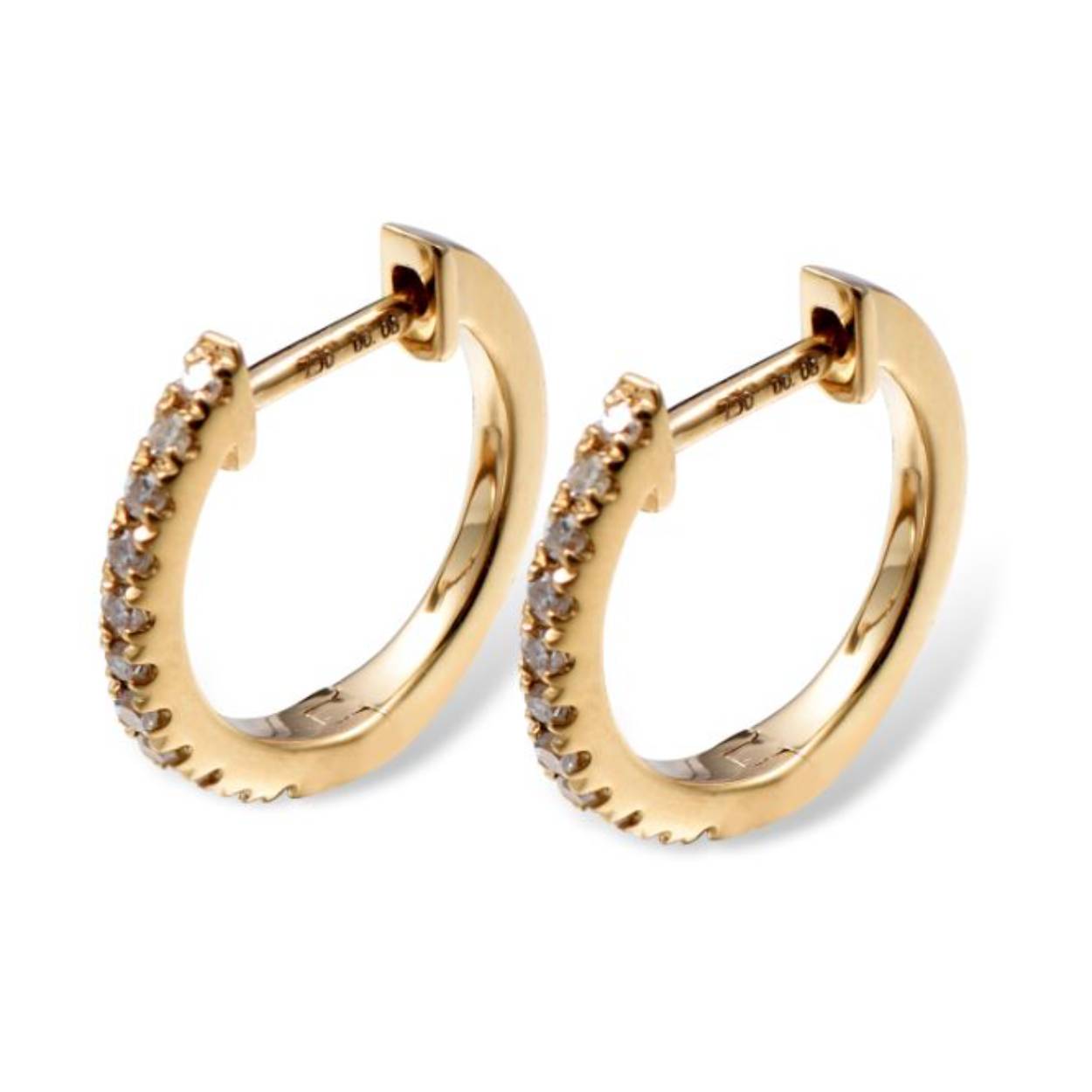 14k geelgouden klapcreool met diamant 10mm
