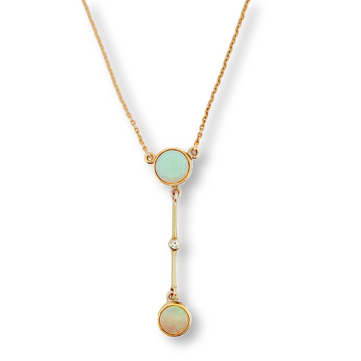 Prachtige choker met Opaal en briljant. Y-Chain