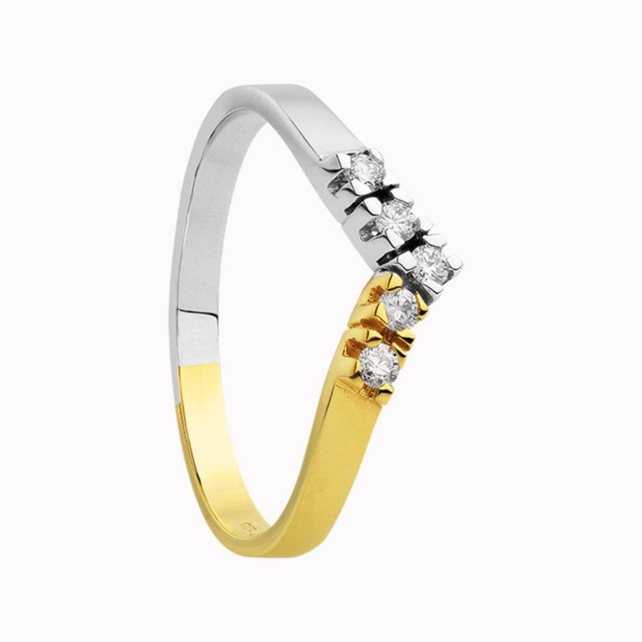 Eclat 14krt bicolor ring met diamant