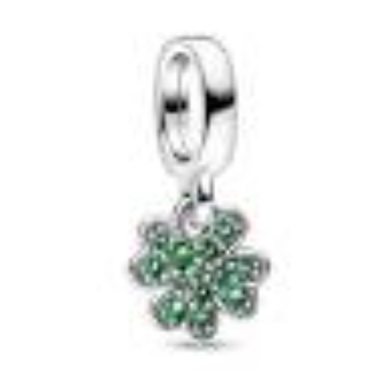 zilver klaver met groene zirkonia stenen