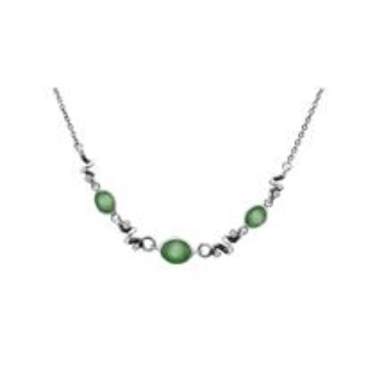 zilver collier met groene serpentijn