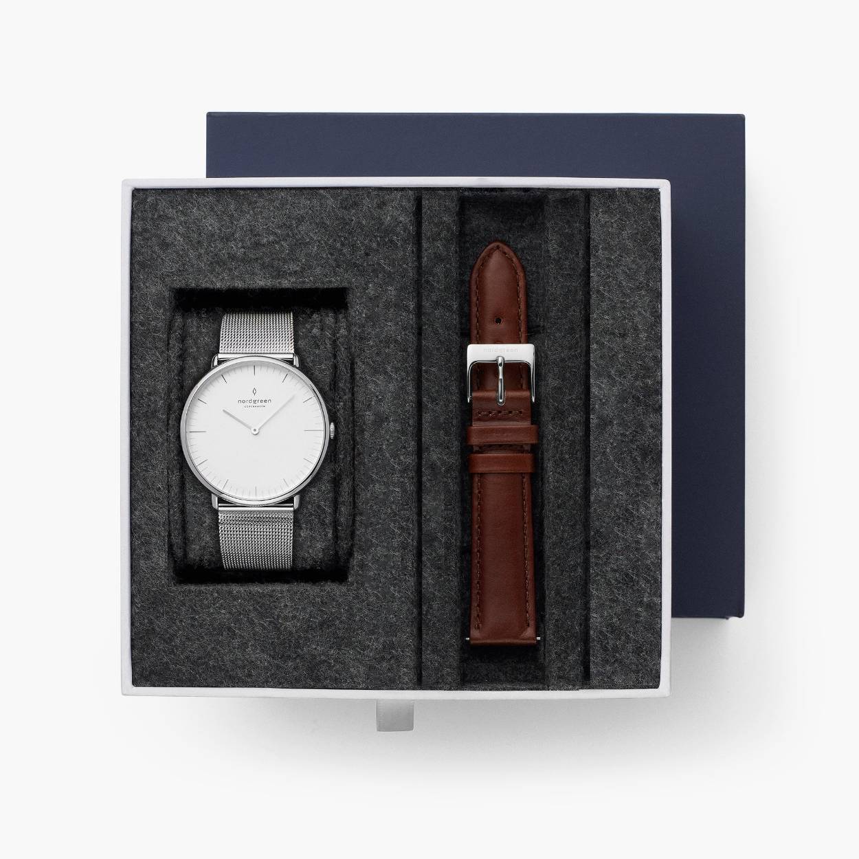 Nordgreen | 42MM | NR36SIXXMESILEBR
Met 1 extra bruine leren band