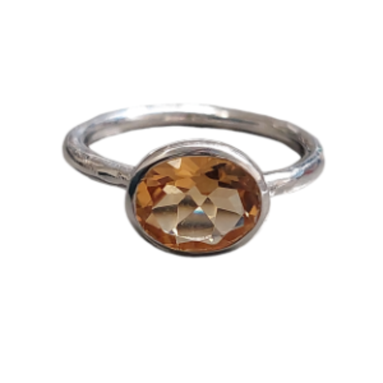 ring zilver met ovale facet geslepen citrien van 7x9mm