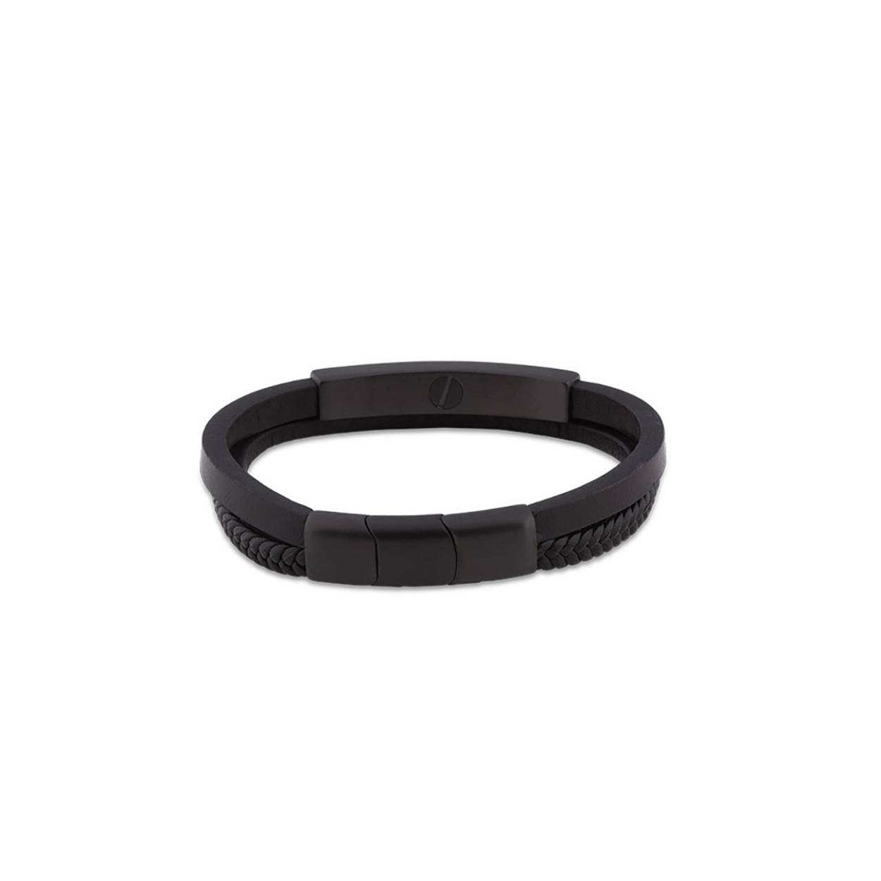 As-armband met leer zwart