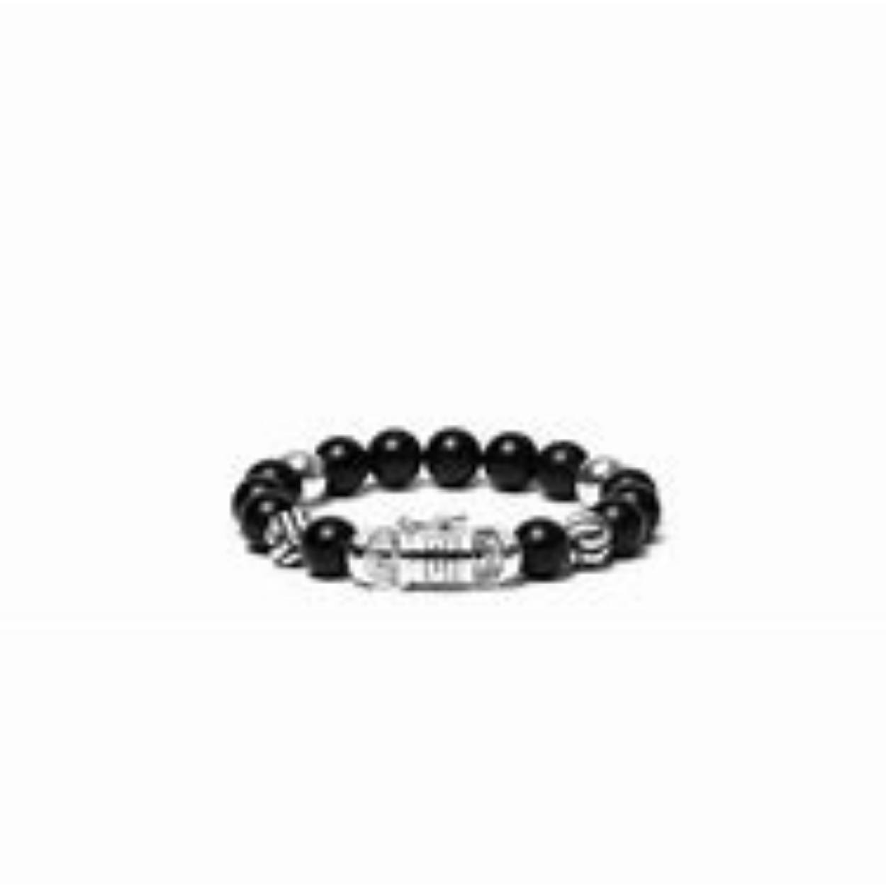 onyx/zilveren kralen armband maat E