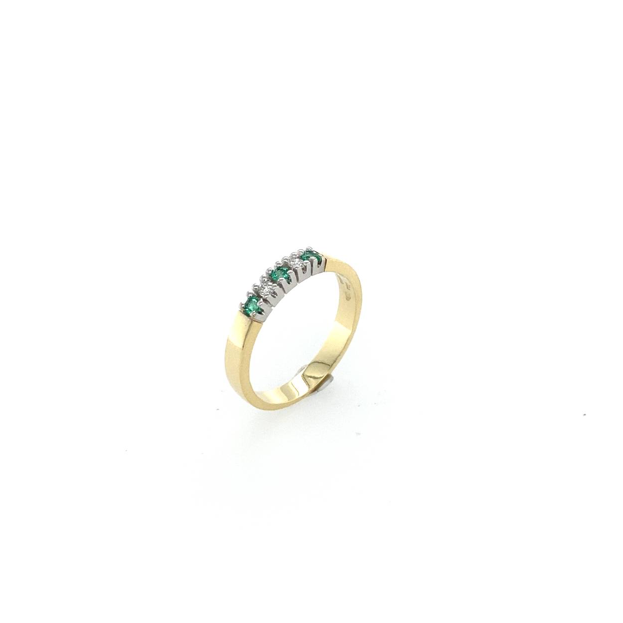 bicolor gouden rijring R&C model 1700 met briljant en smaragd
2x0.03ct