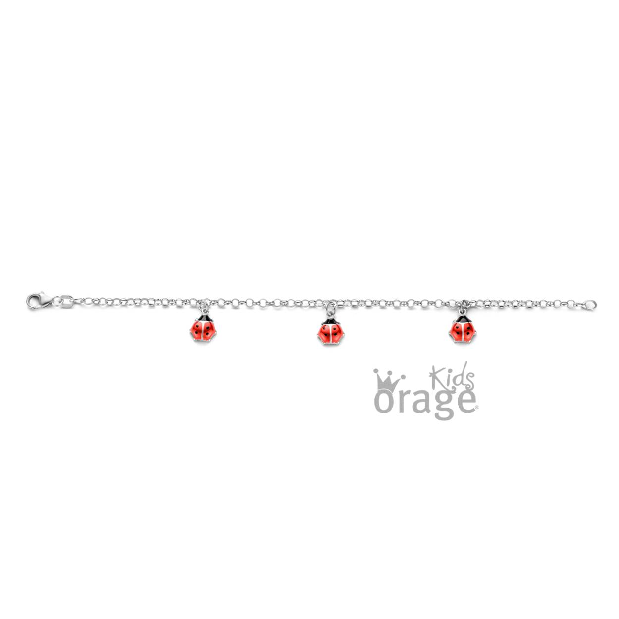 Zilveren armband (16 cm) met lieveheersbeestjes van Orage kids
Bijhorende ketting met hanger en oorbellen ook verkrijgbaar